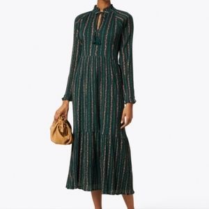 Roller Rabbit Garnet Mateaus Dark Green Stripe Cotton Dress